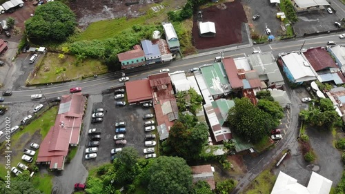 aerial pan left of downtown Pahoa photo