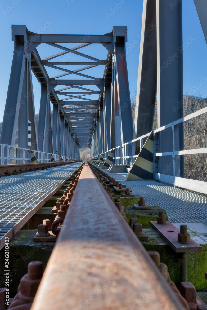 Train tracks on the iron bridge