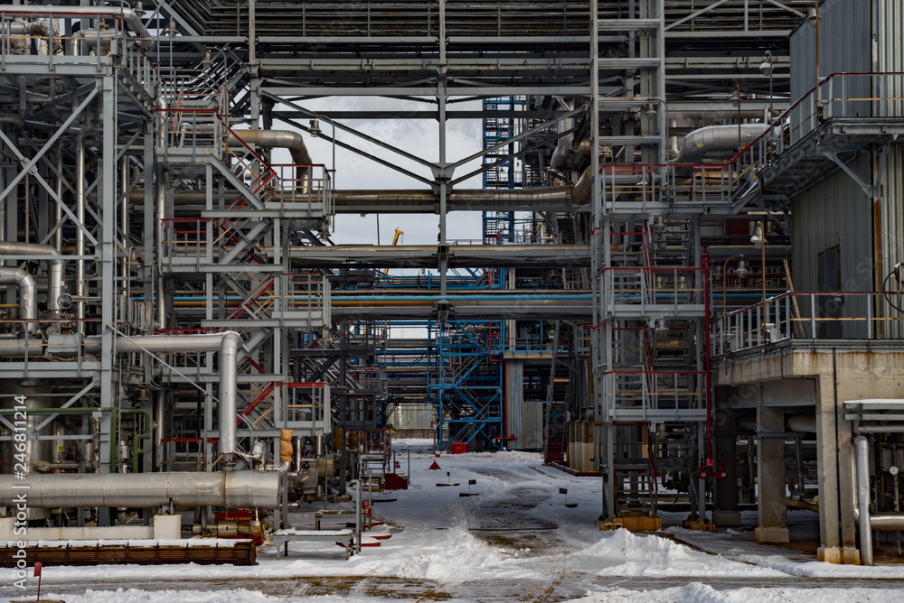 Metal structures at an oil refinery Metal structures at an oil refinery