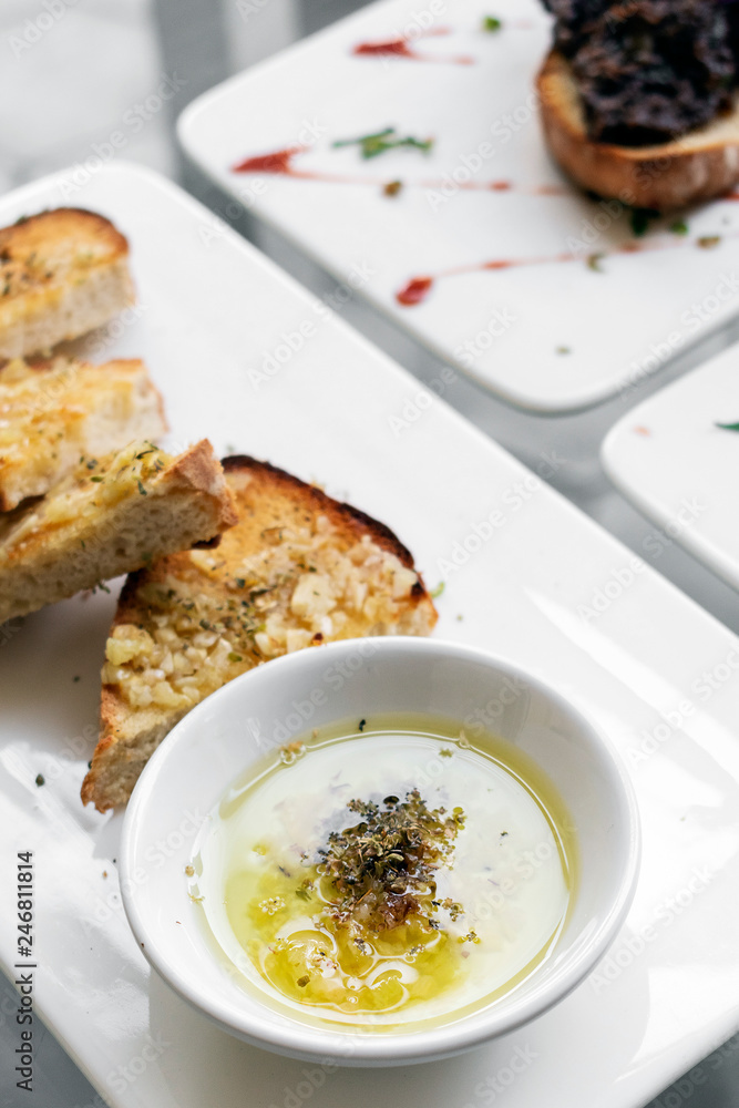 portuguese traditional tiborna garlic and herb toast tapas snack food