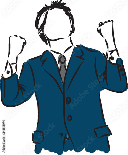 businessman happy winner illustration