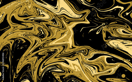 Abstract liquid texture, golden marble background