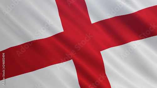England flag is waving 3D illustration. Symbol of British, English nation on fabric cloth 3D rendering in full perspective.