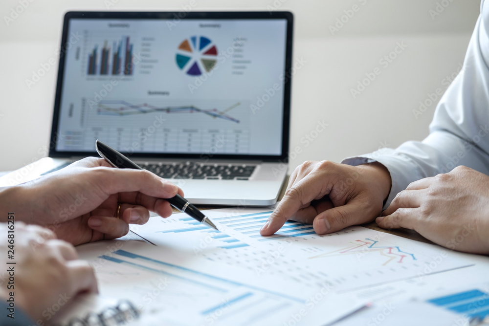 Professional Business colleague team working and analyzing with new project of accounting finance, Idea presentation and meeting strategy plan of financial business investment Professional Business colleague team working and analyzing with new project of accounting finance, Idea presentation and meeting strategy plan of financial business investment