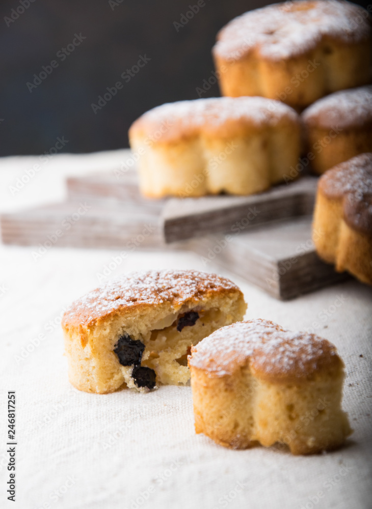 delicious muffin with raisins in the cut delicious muffin with raisins in the cut