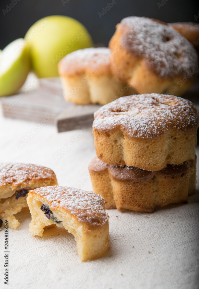 homemade raisins and apple muffins