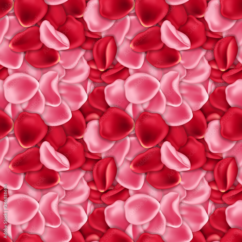 Seamless pattern made of rose petals. Design element for Valentines Day card