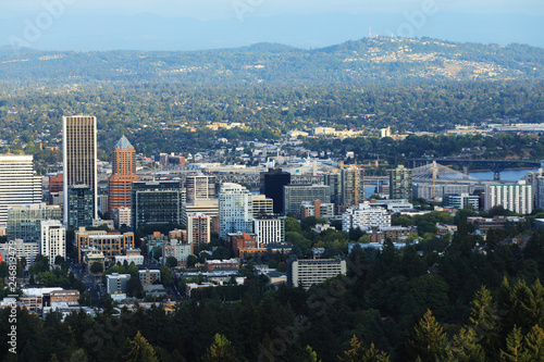 Aerial view of Portland, Oregon city center