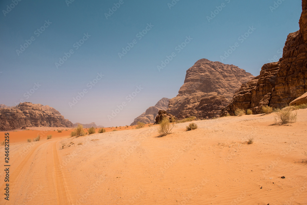 Remote desert in Wadi Rum, Jordan Remote desert in Wadi Rum, Jordan