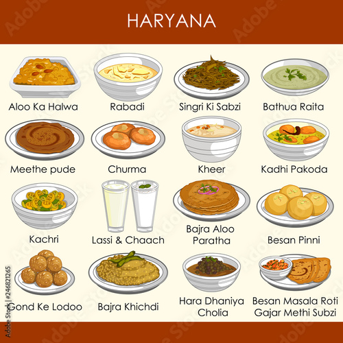 illustration of delicious traditional food of Haryana India