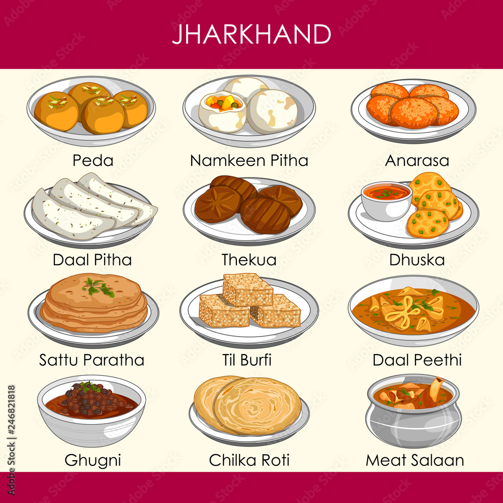 Illustration Of Delicious Traditional Food Of Jharkhand India Stock illustration-of-delicious-traditional-food-of-jharkhand-india-stock