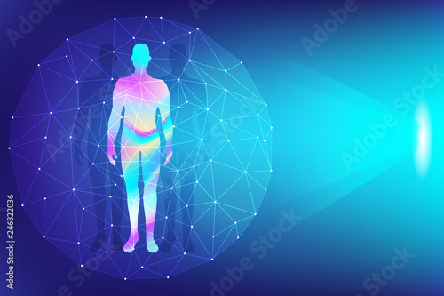 abstract technology holographic background and human body element