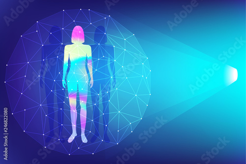 abstract technology holographic background and human body element