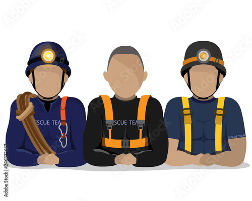 thailand cave rescue team character set , vector