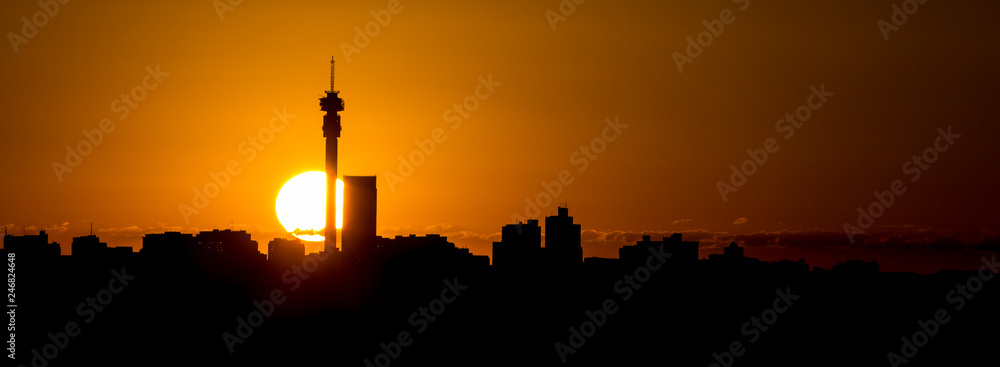 Obraz premium Wschód słońca panoramę Johannesburga