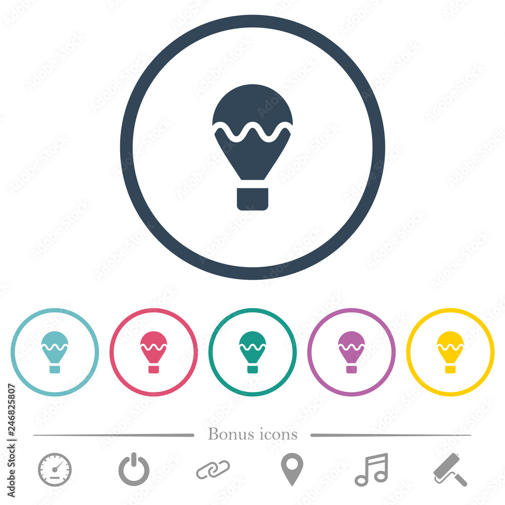 Air balloon flat color icons in round outlines Air balloon flat color icons in round outlines