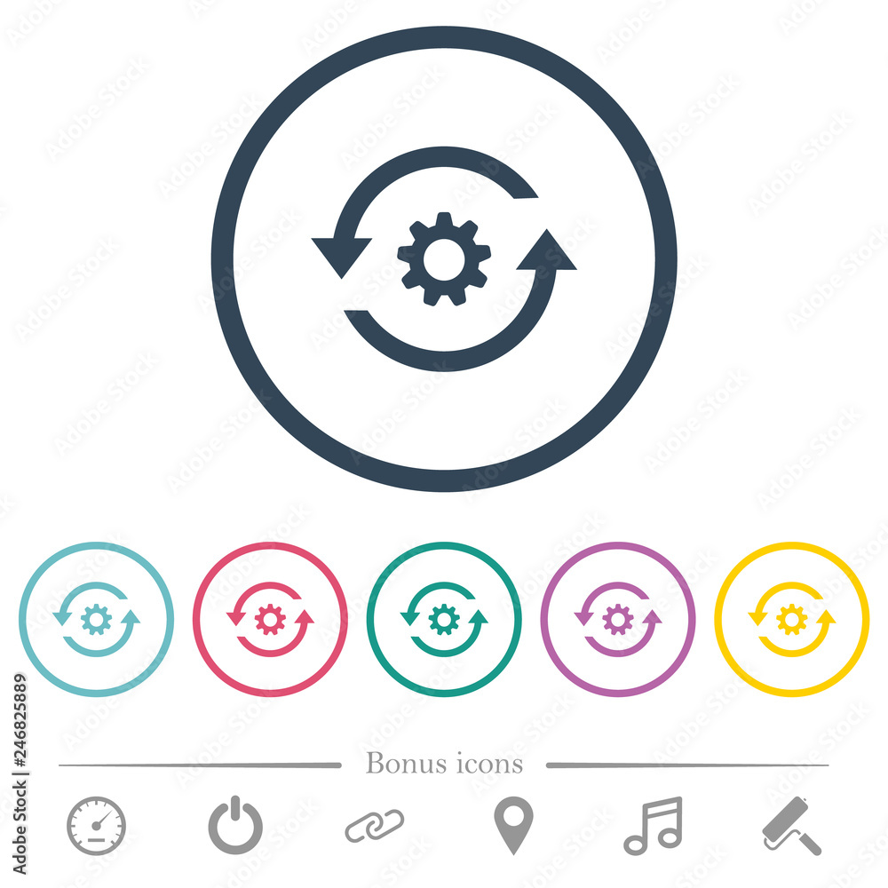 Fototapeta premium Refresh settings flat color icons in round outlines