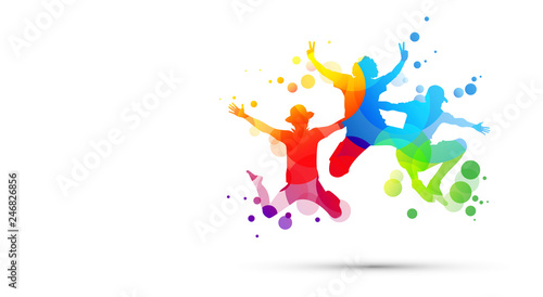 ragazzi, amici, saltare, cromoterapia, gioco, giocare	