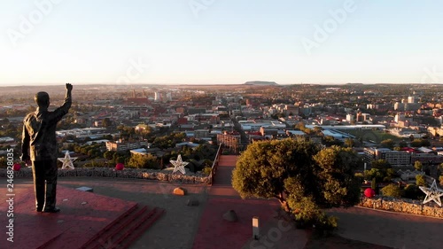 Drone Dolly Shot of Nelson Mandela Statue in South Africa