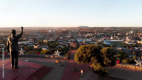 Drone Dolly Shot of Nelson Mandela Statue in South Africa photo