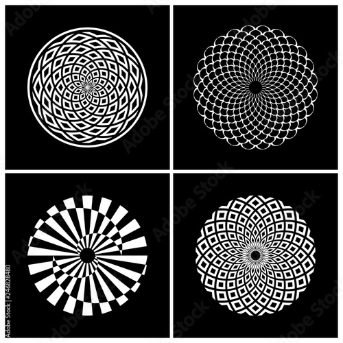 Abstract circle rotation design elements.