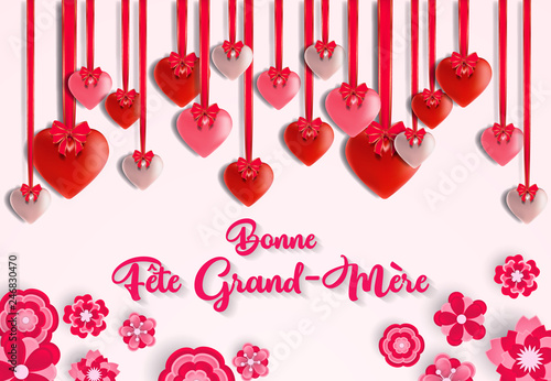 Bonne fête grand-mère - à forme de coeur avec salutation. Bonne fête grand-mère