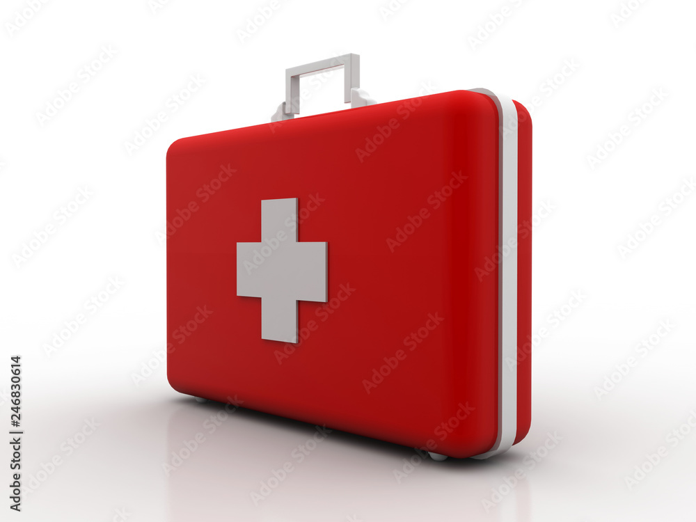 3d illustration of first aid kit isolated on white background 3d illustration of first aid kit isolated on white background