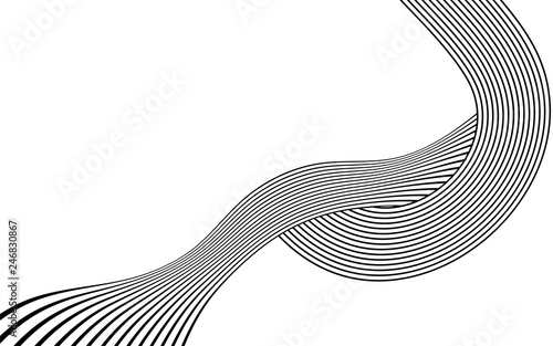 black and white curved line  stripe mobious wave abstract background