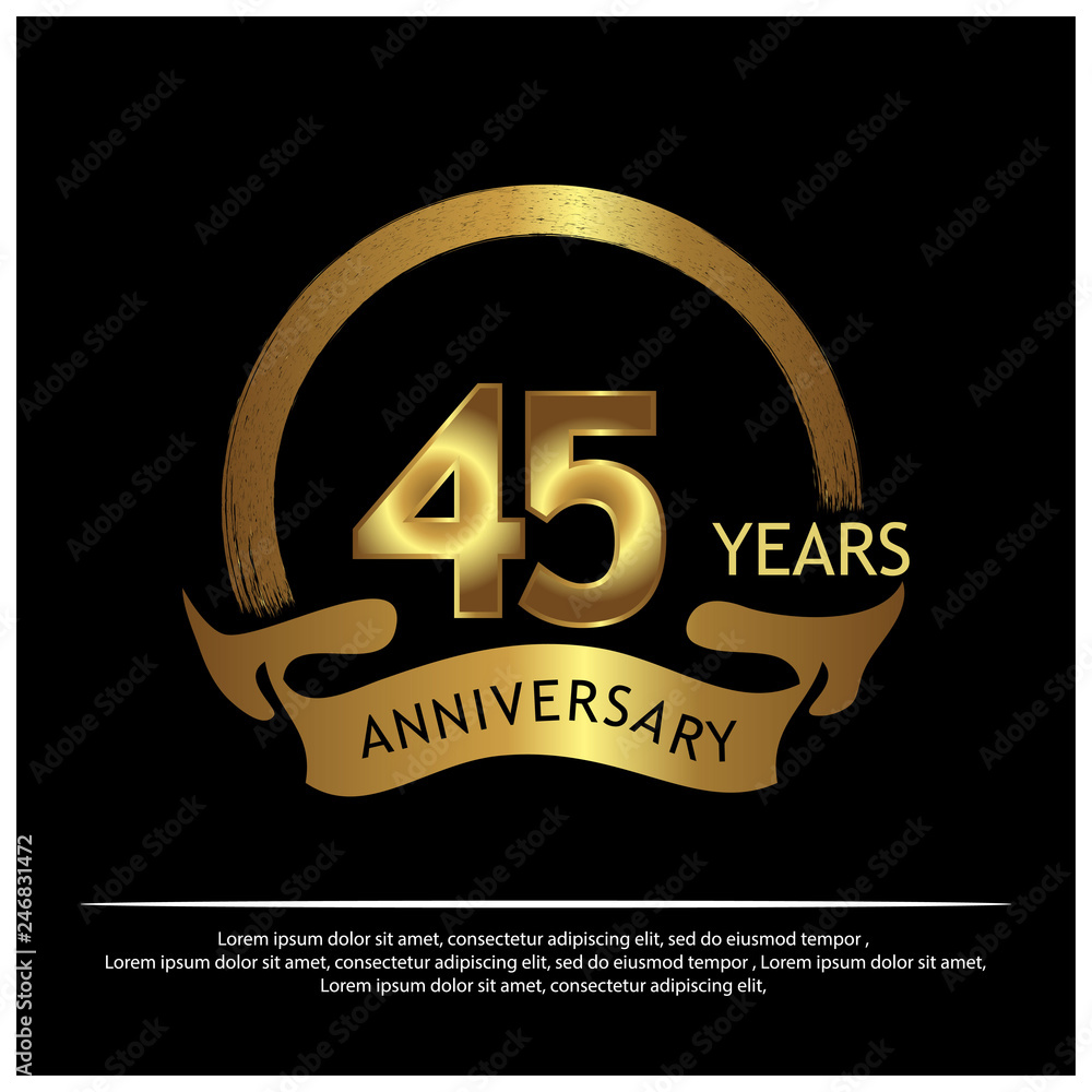 Forty five years anniversary golden. anniversary template design for web, game ,Creative poster, booklet, leaflet, flyer, magazine, invitation card - Vector Forty five years anniversary golden. anniversary template design for web, game ,Creative poster, booklet, leaflet, flyer, magazine, invitation card - Vector