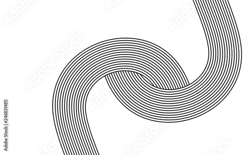 black and white curved line  stripe mobious wave abstract background