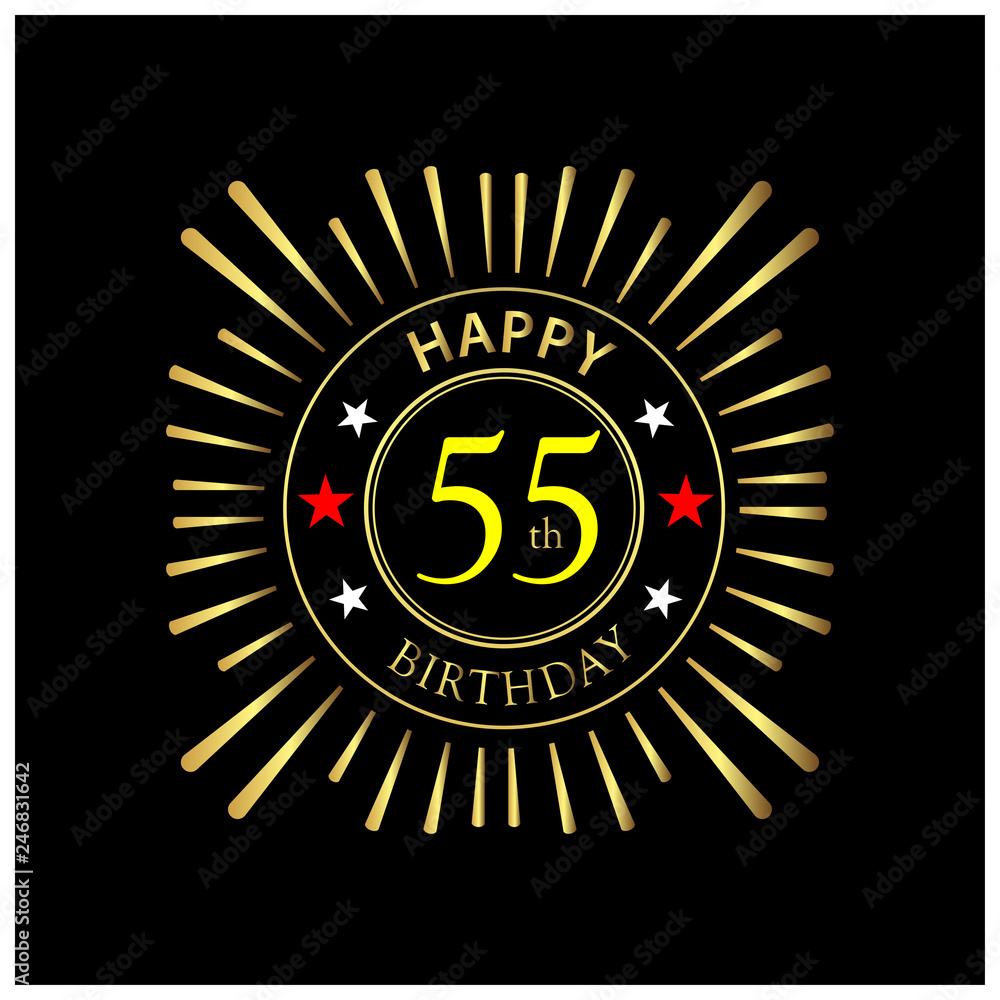 Fototapeta premium Happy Birthday stock vector template, Happy Birthday forty 55 year 