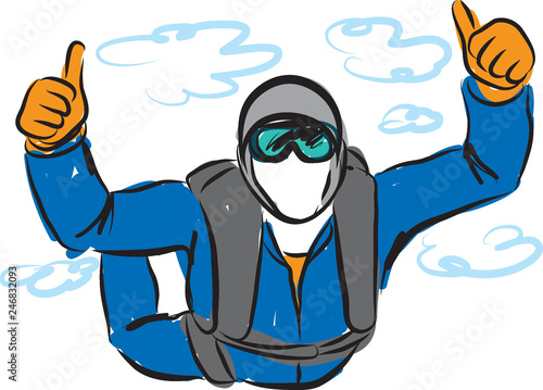 SKY DIVING MAN SOLO ILLUSTRATION