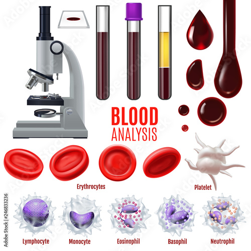 Blood Analysis Isolated Set in Realistic Style