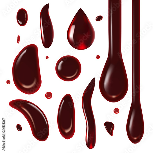 Blood Drops Isolated Set in Realistic Style