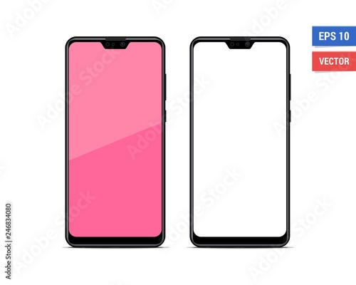 Realistic vector flat mock-up smartphone isolated on white background. Scale image any resolution