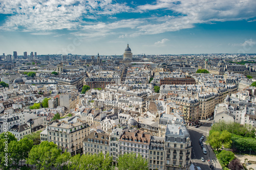 Aerial view of Montmartre with the Basilica of the Sacre Coeur, Paris, the capital of France