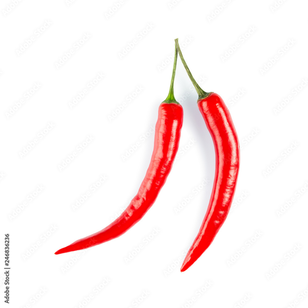 Two pods of red hot chili pepper