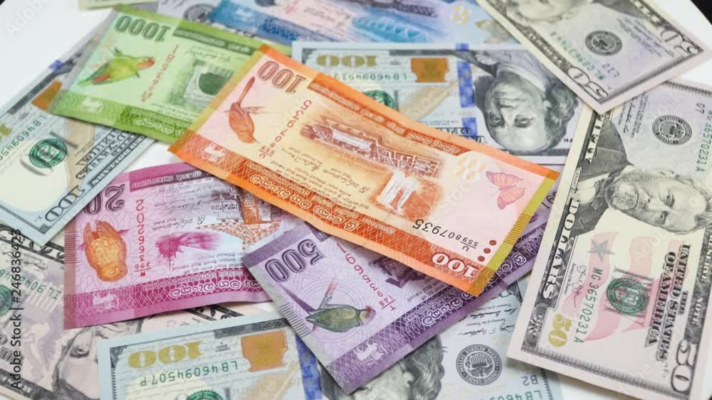 Sri Lankan money and US dollars. 4K Sri Lankan money and US dollars. 4K