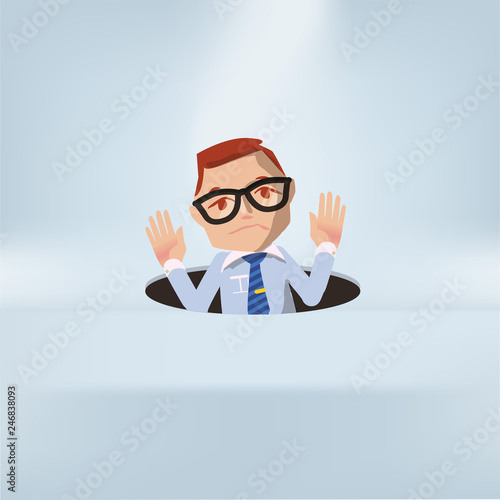 Männchen fällt überraschend in ein tiefes Loch und eine böse Überraschung