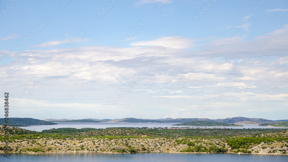 View at adriatic sea from Sibenik town, panorama
