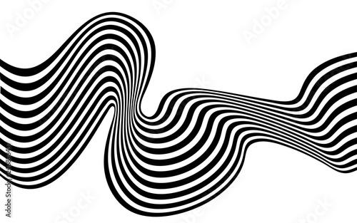 black and white curved line  stripe mobious wave abstract background