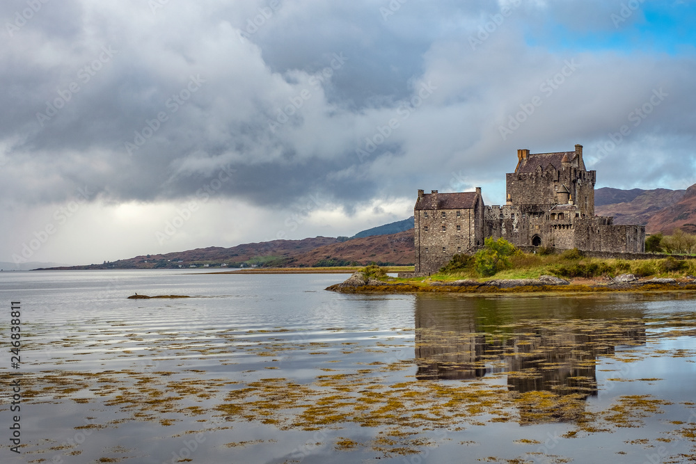 Medieval castle on the lake, Scotland, UK Medieval castle on the lake, Scotland, UK