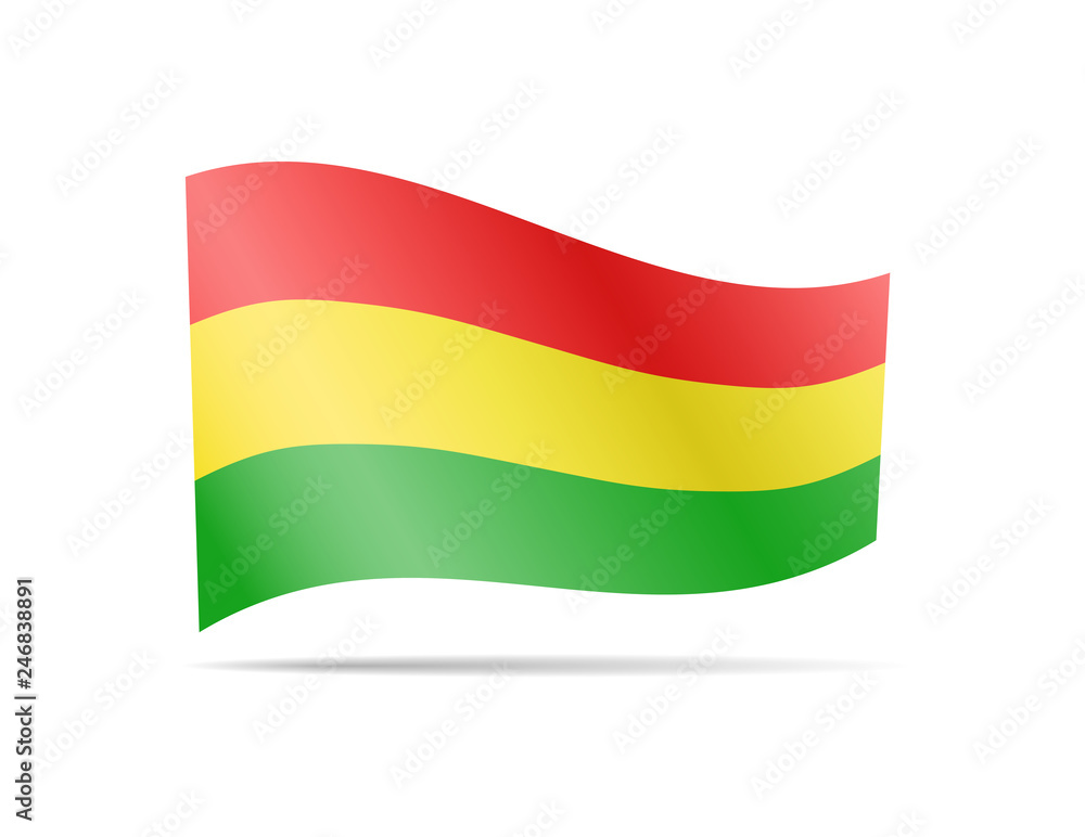 Obraz premium Waving Bolivia flag in the wind. Flag on white vector illustration