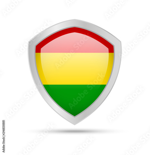 Free Download Shield with Bolivia flag on white background. - GFXLoad