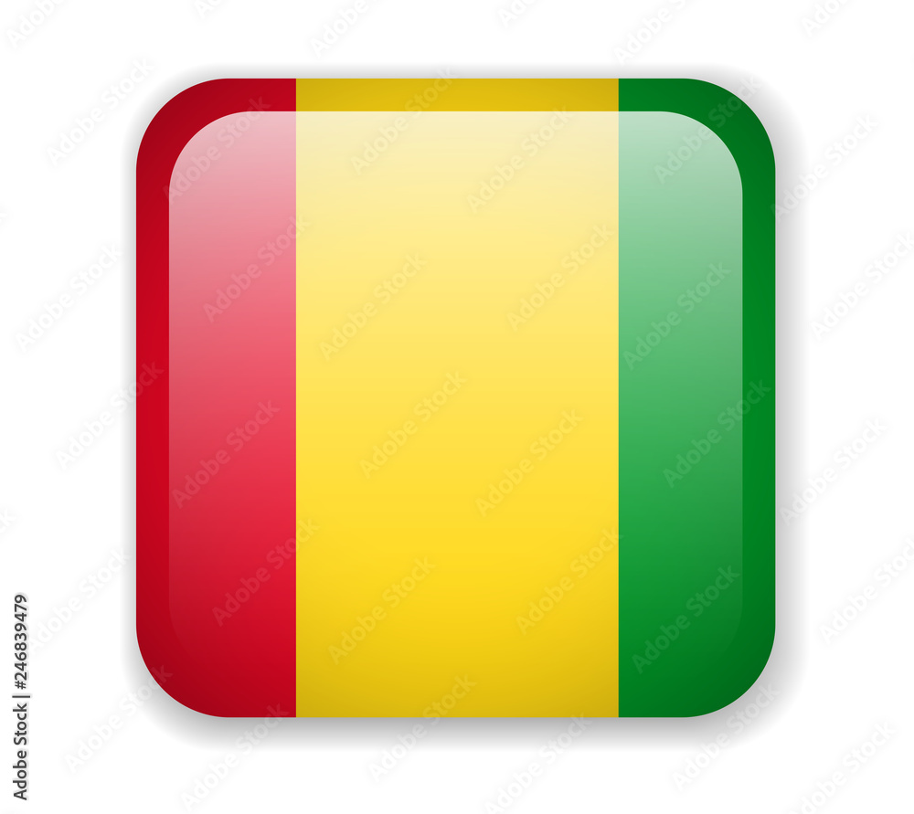 Fototapeta premium Guinea flag bright square icon on a white background