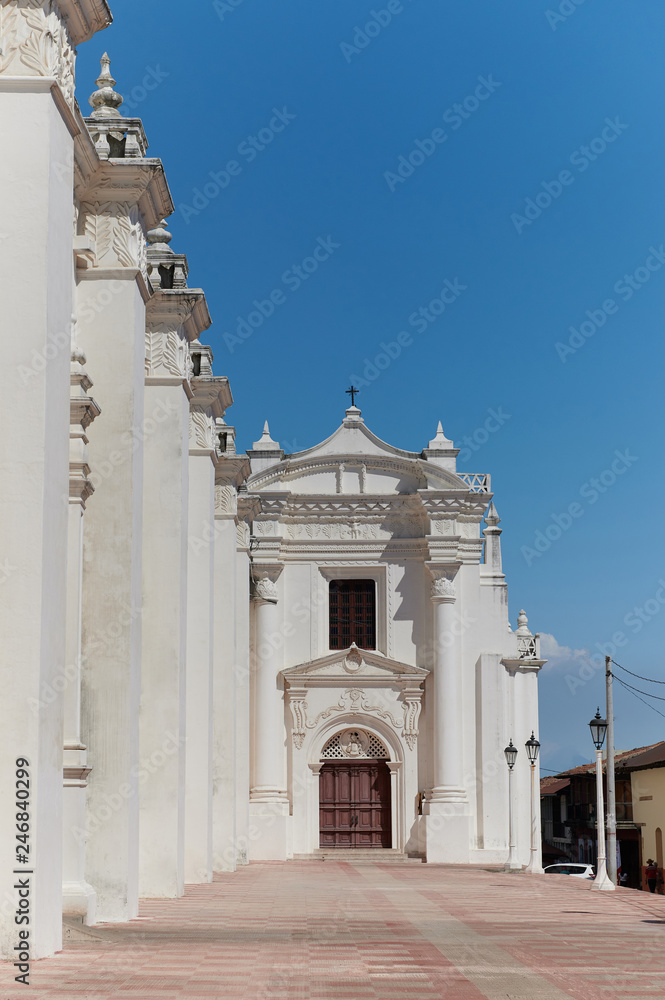 Big white church in Leon Nicaragua