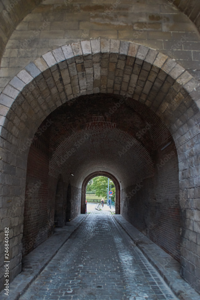 European fortified tunnel city wall entrance 