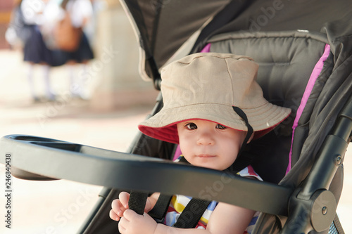 Baby girl in stroller