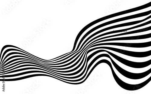 black and white curved line  stripe mobious wave abstract background