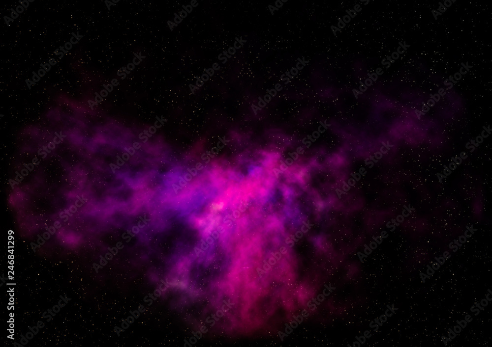 Being shone nebula and star field. 3D rendering